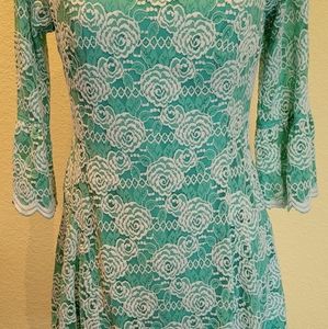 Turquoise lace dress
